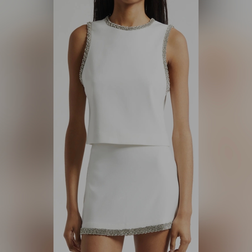 Alice + Olivia Amal Embellished Sleeveless Crop Top XS